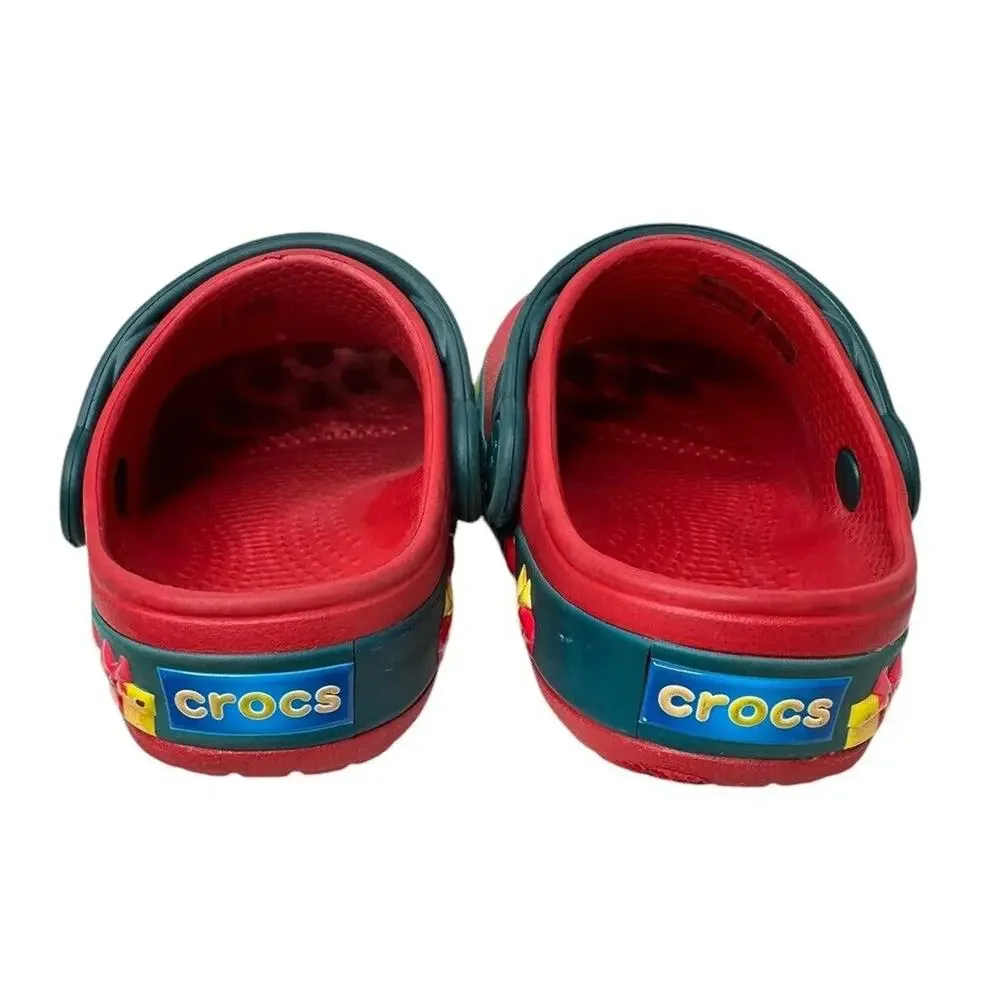 Crocs White Polar Bear‎ Red Green Christmas Holiday Light Up Shoes Toddler Sz C7